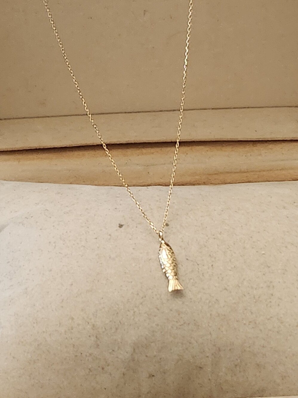 10kt Solid Yellow Gold - Gold Fish Necklace - Picture 3 of 7